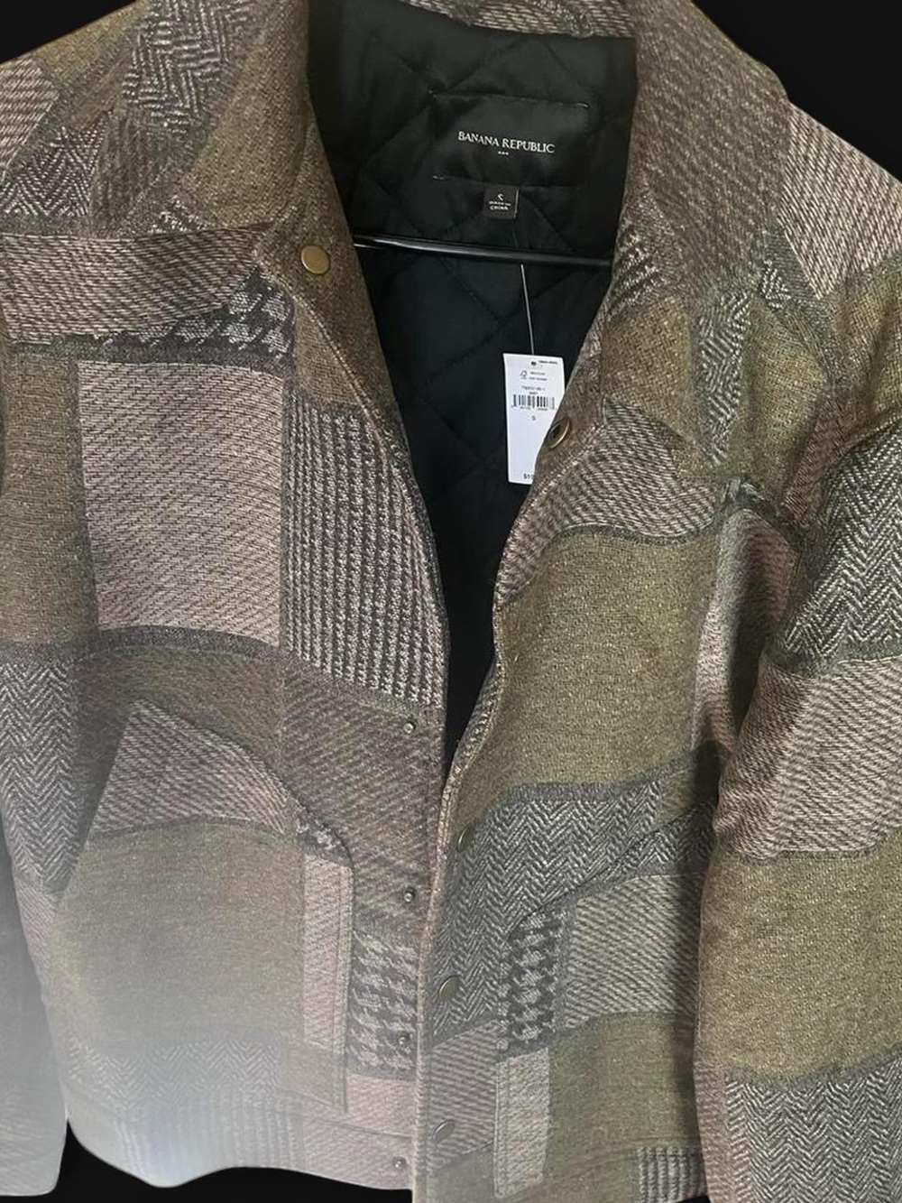 Banana Republic Olive and Brown Plaid Shirt Jacket
